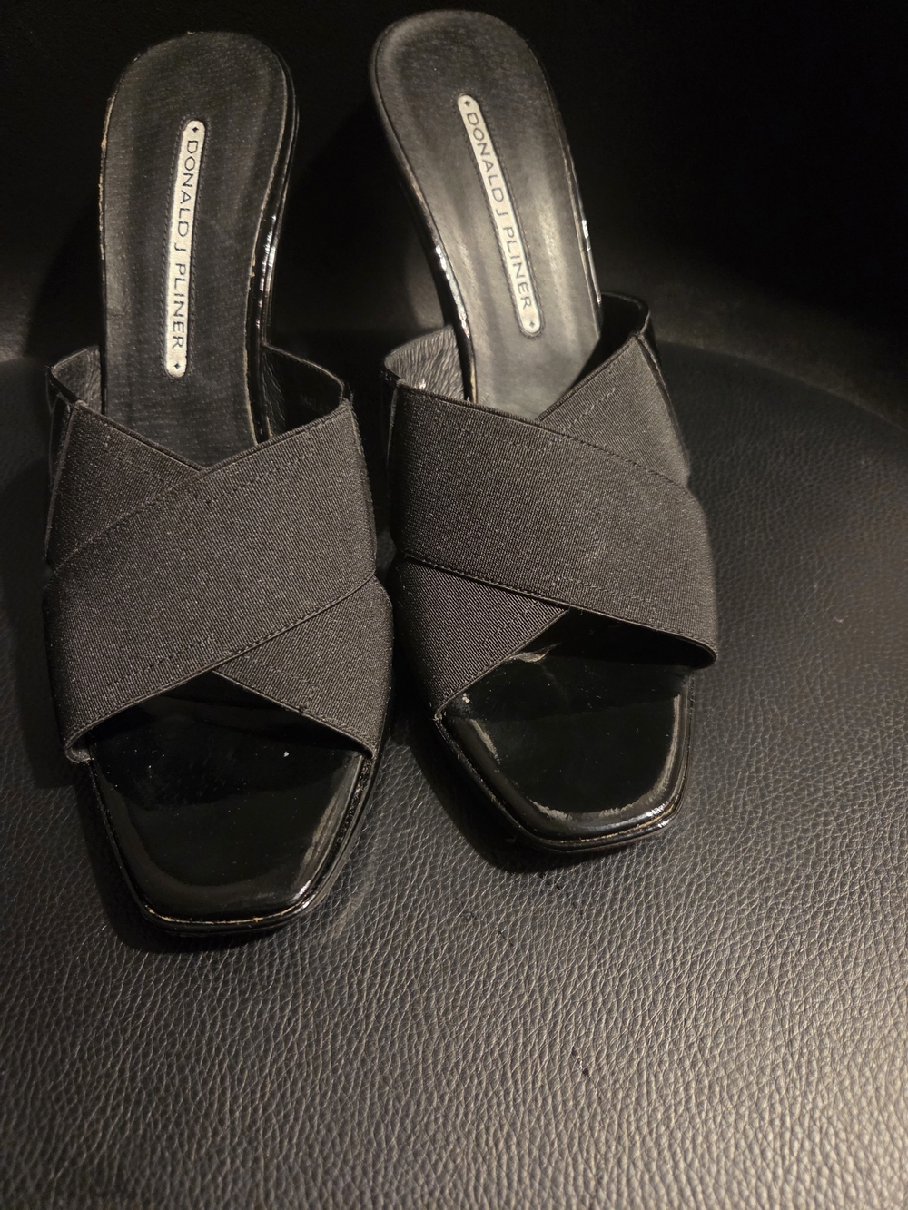 Donald J. Pliner Black Crossband Slide Sandals